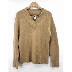 VTG 90s Y2K Gap Tan V-Neck Shawl Collar Sweater Stretch Retro Fisherman Preppy
